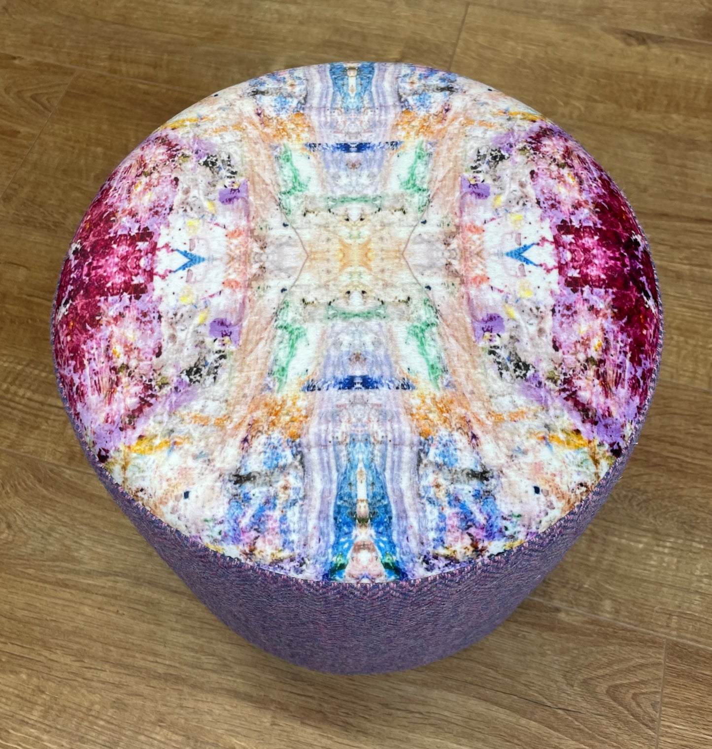 Paint Spray Velvet and Lilac Harris Tweed Small Floating Footstool