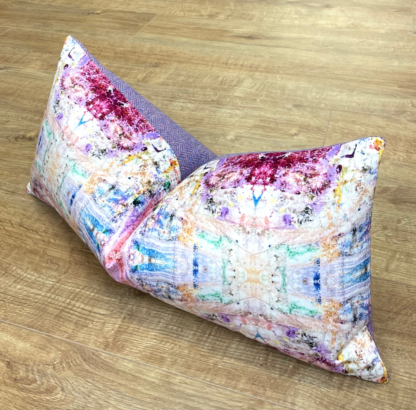 Paint Spray Oblong Cushion with Harris Tweed