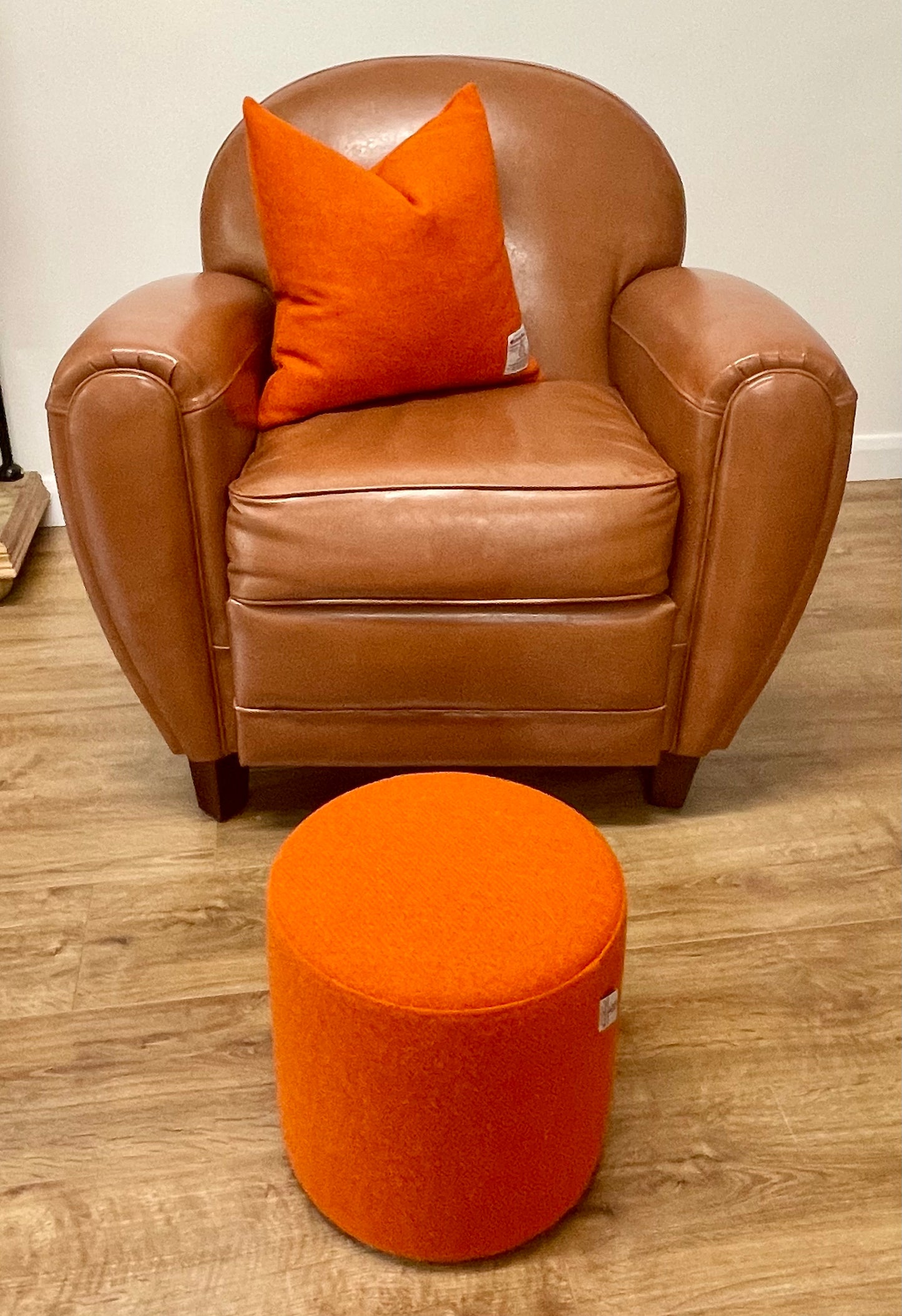 Orange Harris Tweed Small Floating Footstool